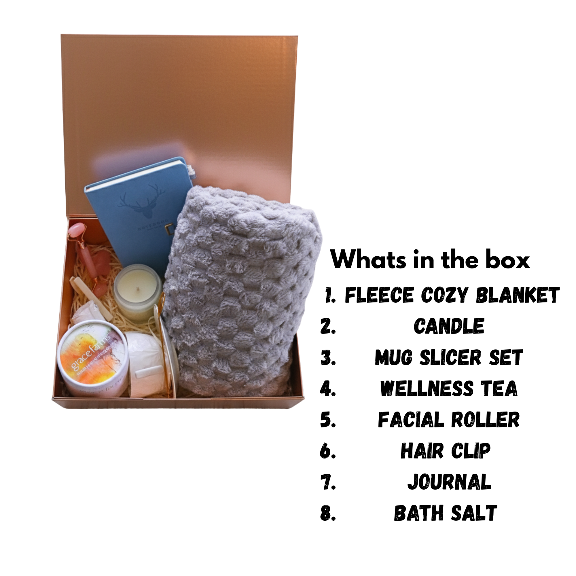 Cozy Wellness Self-Care Gift Box | Blanket, Candle, Tea & Spa Essentials