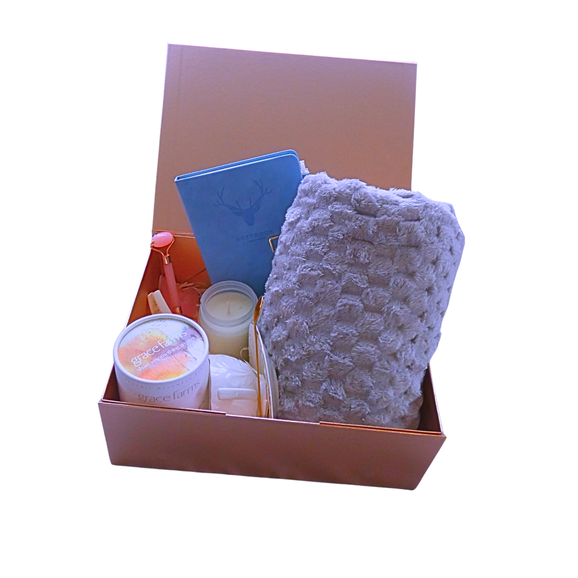 Cozy Wellness Self-Care Gift Box | Blanket, Candle, Tea & Spa Essentials