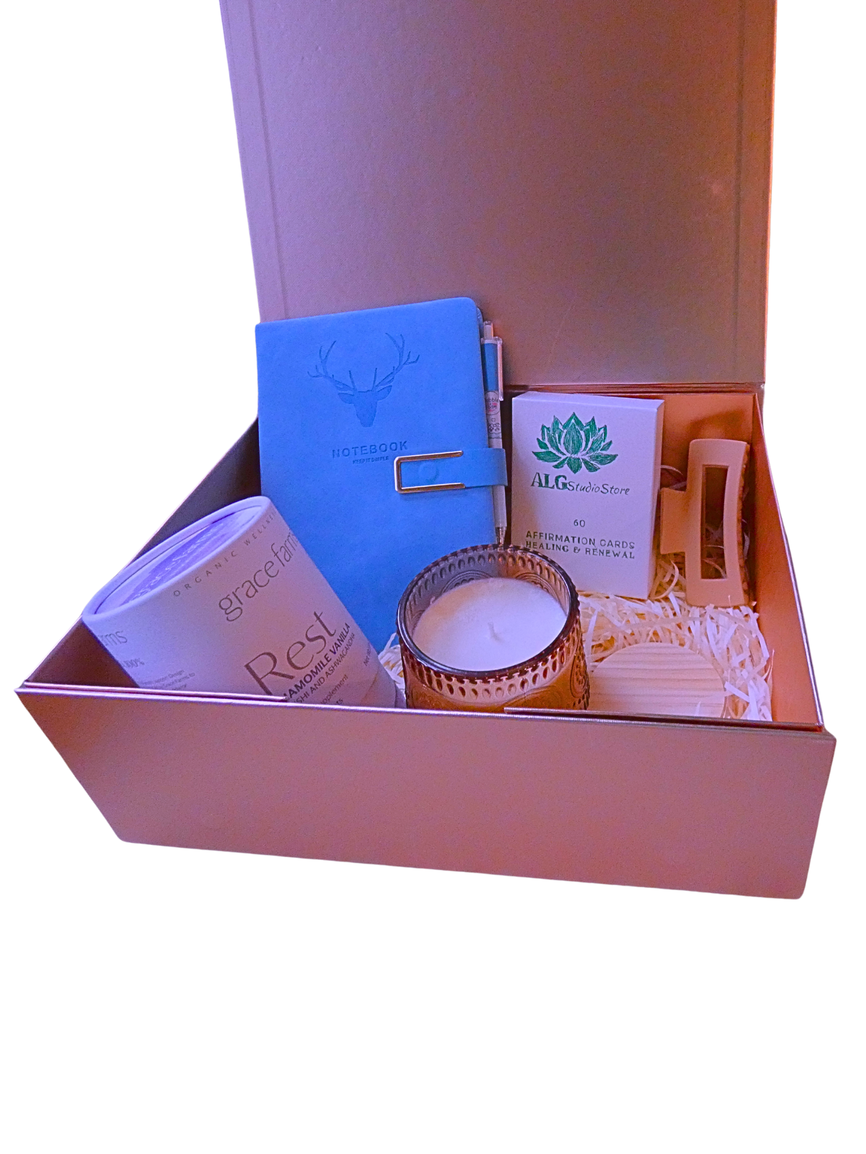 Ultimate comfort care Wellness Gift Box – Tea, Candle, affirmation card & More